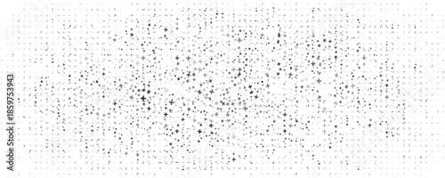 Seamless background pattern of evenly spaced black plus symbols of different sizes and opacity. Vector illustration