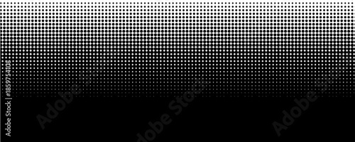 Dotted halftone gradient texture. Vanishing polka dot background. Repeating dots gradation pattern background. Black fading comic pop art