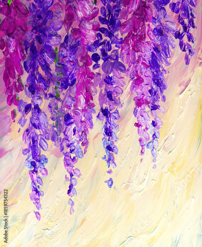 Oil painting. Bright Lupine Flowers