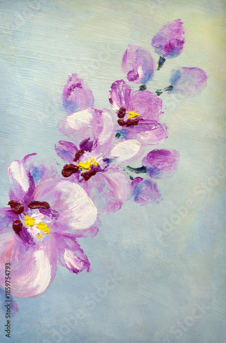 Orchid flowers. Oil painting