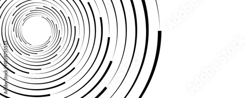 Vector dotted speed lines in vortex form. Geometric art. Segmented circle. Arc lines. Trendy design element for frame, round logo, sign, symbol, web, prints, posters, template, pattern, backdrop