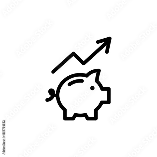 Financial Growth Concept with Piggy Bank and Upward Arrow Illustration for Investment and Savings