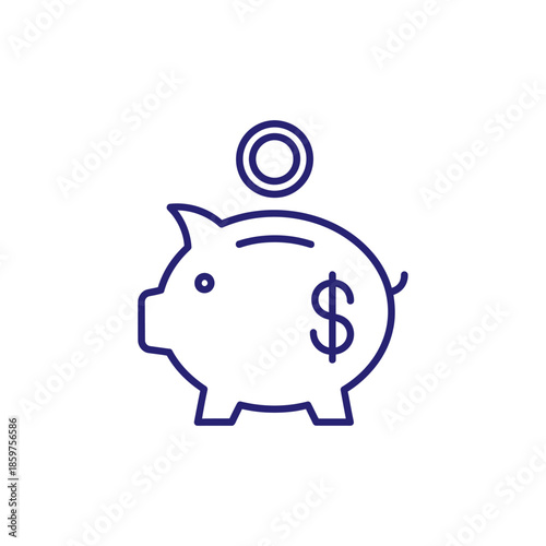 Financial Saving Concept Illustration with Piggy Bank and Coin