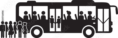 People waiting to board a bus