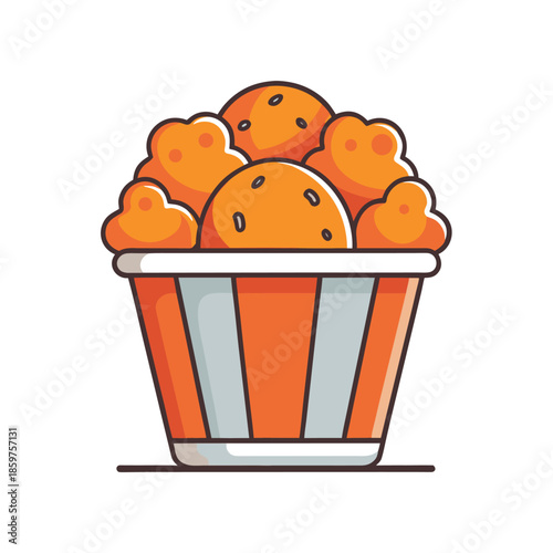 Delicious Chicken Nuggets In Bucket, Fast Food Meal Concept