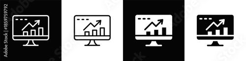 Statistics Icon With Black And White Background