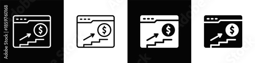 Income Up Icon With Black And White Background