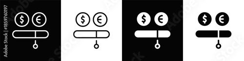 Currency Switch Icon With Black And White Background