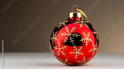 Red Christmas Ornament with Gold Snowflakes for Festive Decor and Holiday Cheer