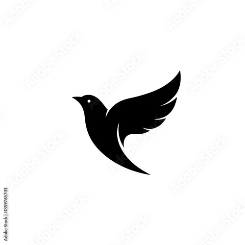 Modern abstract flying bird vector icon for inspiration and growth