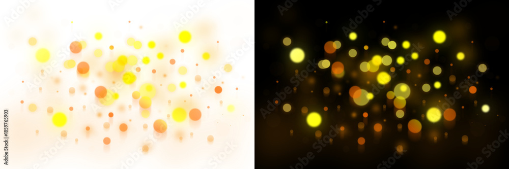 Fototapeta premium Abstract fiery orange and yellow glow with vibrant light circles on a dark background isolated on transparent background