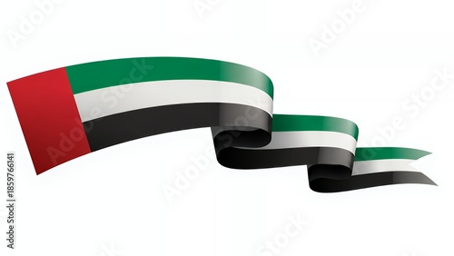 United Arab Emirates flag waving in a flowing ribbon design, symbolizing national pride and commemoration