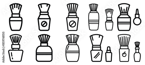 Skincare beauty app editable stroke outline icons set isolated on white background flat vector illustration.