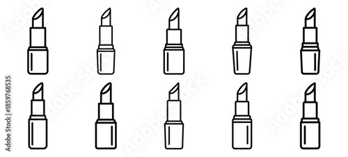 Skincare lipstick tube editable stroke outline icons set isolated on white background flat vector illustration.