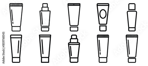 Skincare luxury skincare editable stroke outline icons set isolated on white background flat vector illustration.