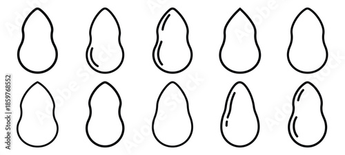 Skincare makeup sponge editable stroke outline icons set isolated on white background flat vector illustration.