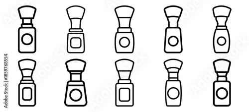 Skincare makeup remover editable stroke outline icons set isolated on white background flat vector illustration.