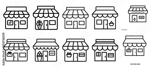 Skincare online beauty store editable stroke outline icons set isolated on white background flat vector illustration.