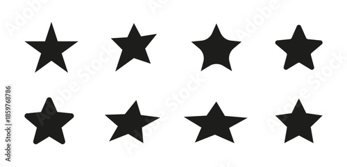 Set of Minimalist Black Solid Star Icons for Rating and Rewards