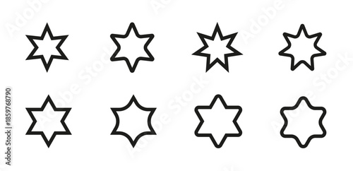 Minimalist Black Editable Stroke Outline Hexagram Star Icons Set
