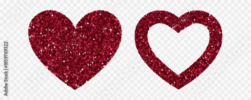 Burgundy glitter heart, isolated on a white background. Vector illustration