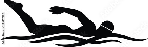 Swimmer silhouette in water