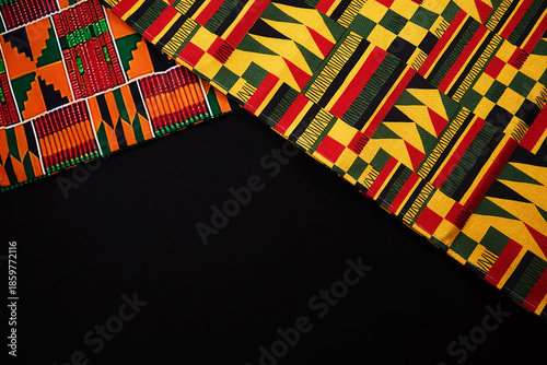 Kente cloth fabrics showing african heritage and culture