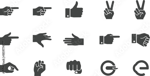 Hand Gestures Symbols Icons Collection.