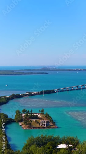Aerial telephoto video Overseas Highway in the Florida Keys 4k 24p