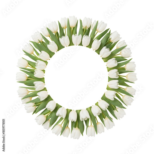 White Tulip Wreath in Circular Shape Ready for Decoration and Use in Various ...