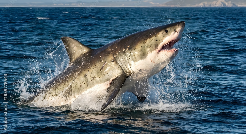 Fototapeta premium Shark Breaking Water Surface