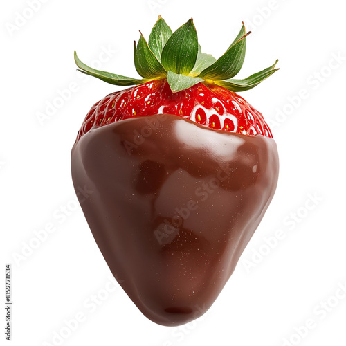 Chocolate Covered Strawberry on White Background Ready for Dessert or Snack Time