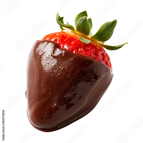 Chocolate Covered Strawberry on White Background Ready for Dessert or Snack Time
