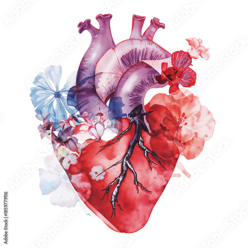 Heart Illustration With Flowers in Intricate Design at Modern Art Exhibition