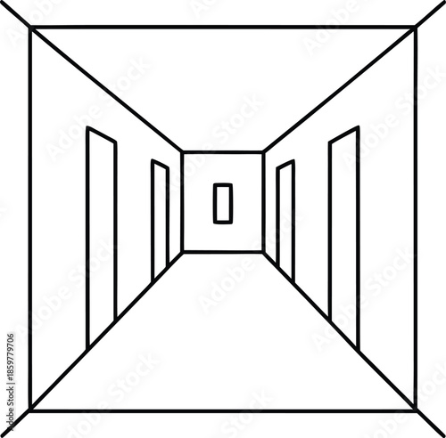 quiet path corridor line art vector illustration on transparent background