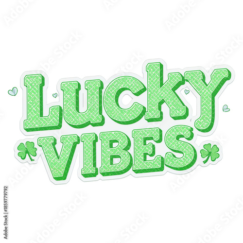 Lucky Vibes Sticker With Green Colors and Simple Design for Fun Decorations i...