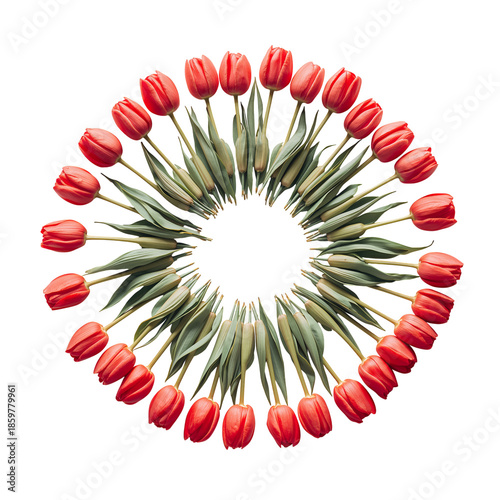 Roses Arranged in a Circle on a White Surface During Daylight Hours