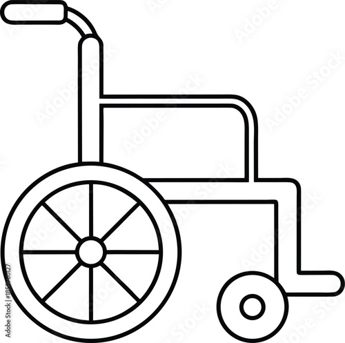 wheelchair accessible rickshaw line art vector illustration on transparent background