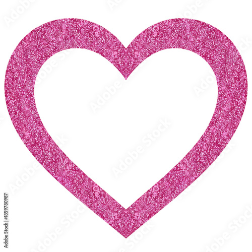 Glitter Heart in Bright Pink Color on a White Background for Decoration and D...
