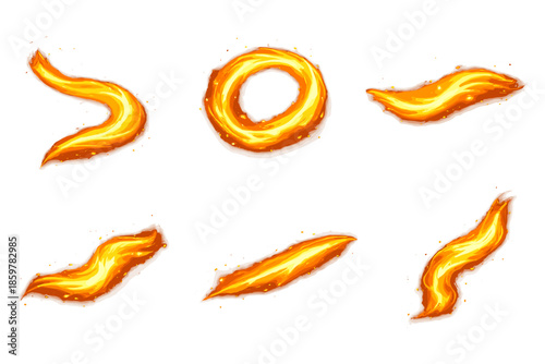 Luminous Icon Stream. Solid style icons of Luminous Flow: stream curve, ember loop, glowing wave, fluid trace, heat line, radiant