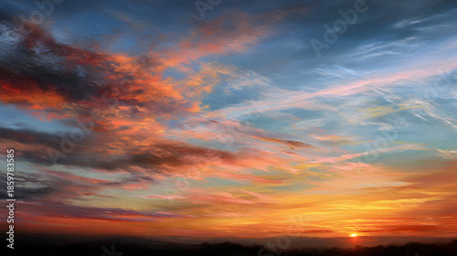 Soft pastel sunset sky with small sun and no elements 