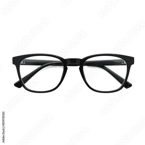 Black Square Glasses With Clear Lenses on a Plain Background for Optical Use