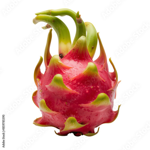 Bright Red Dragon Fruit Stands Alone on a White Surface
