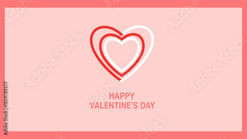 Valentine's Day greeting card with heart design and pink background.