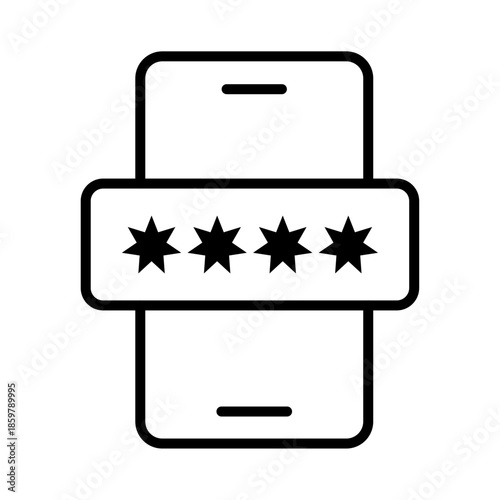 Password mobile security icon vector sign. Mobile Password Icon Representing Smartphone Security. Mobile phone with multi-factor authentication lock symbol. Mobile passcode icon. Vector Illustration.