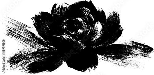 Expressive sumi-e style black ink brush art featuring bold brushstrokes for creative design