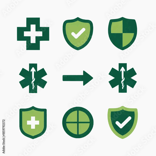 Medical symbols transform into protected health icons with checkmarks and shields