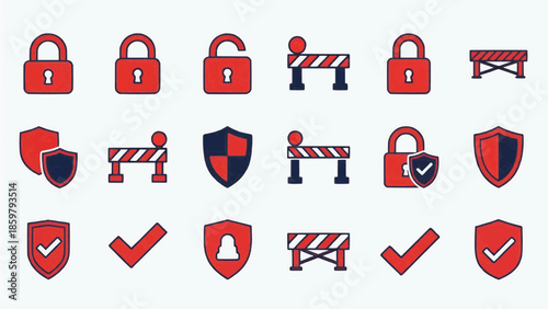 Security icons depicting various locks and shields with checkmarks are displayed