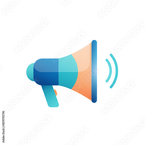 Modern Megaphone Icon with Soft Curves, Marketing Concept Isolated on Transparent Background