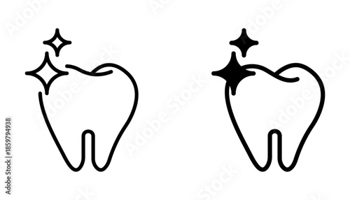 Tooth set icon, line design Symbol isolated white background. vector illustration. color editable.